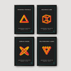 Impossible Objects print set of 4 optical illusion art prints