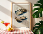 Sumi-e Oyster Print in a black frame, printable digital download