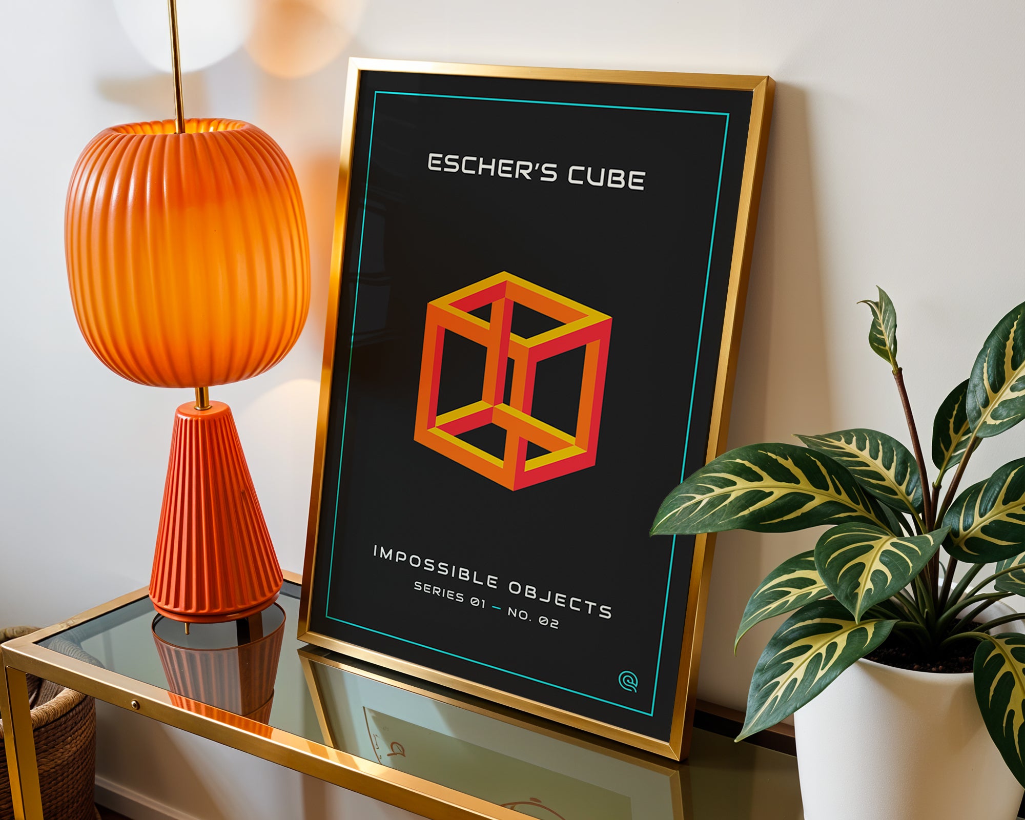 Escher Cube Print: Geometric Optical Illusion Wall Art