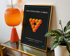 Reutersvärd cubes impossible geometric illusion art print framed on a wall