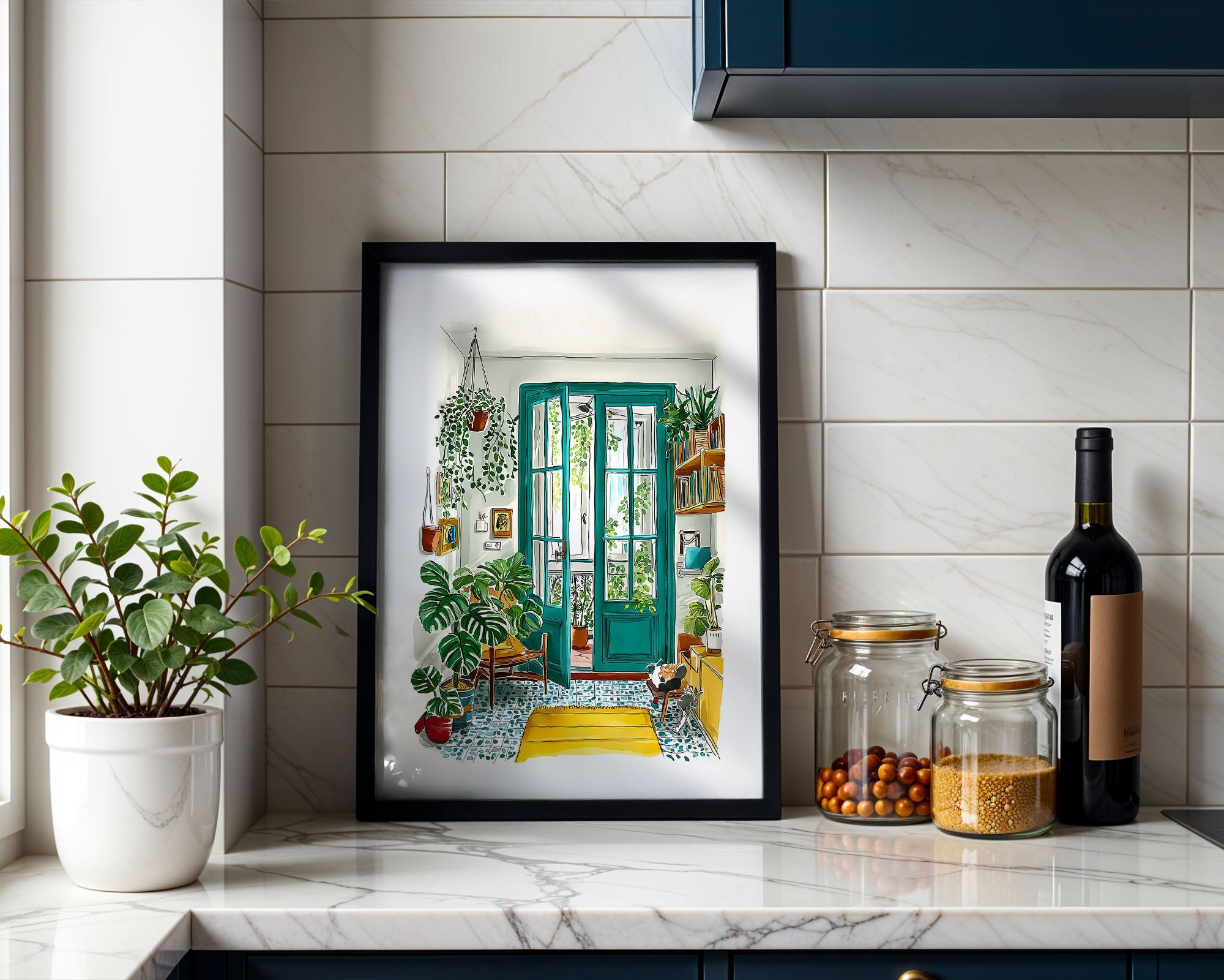 Cozy Greenhouse Print — Digital Download shown at an angle to display detail