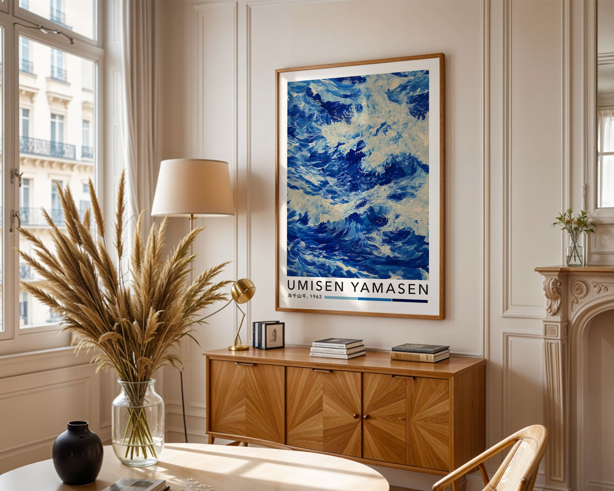 Japanese Wave Print wall art in a home interior