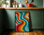 Groovy Retro Swirl Print art print framed on a wall