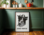 Cowboy Dog Print in a black frame, printable digital download