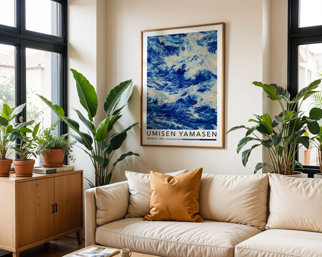 Japanese Wave Print — Digital Download styled on a console, digital download mockup
