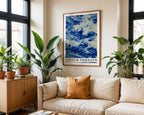 Japanese Wave Print print displayed in a styled room setting