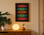 Retro Geometric Rings Print — Digital Download shown at an angle to display detail