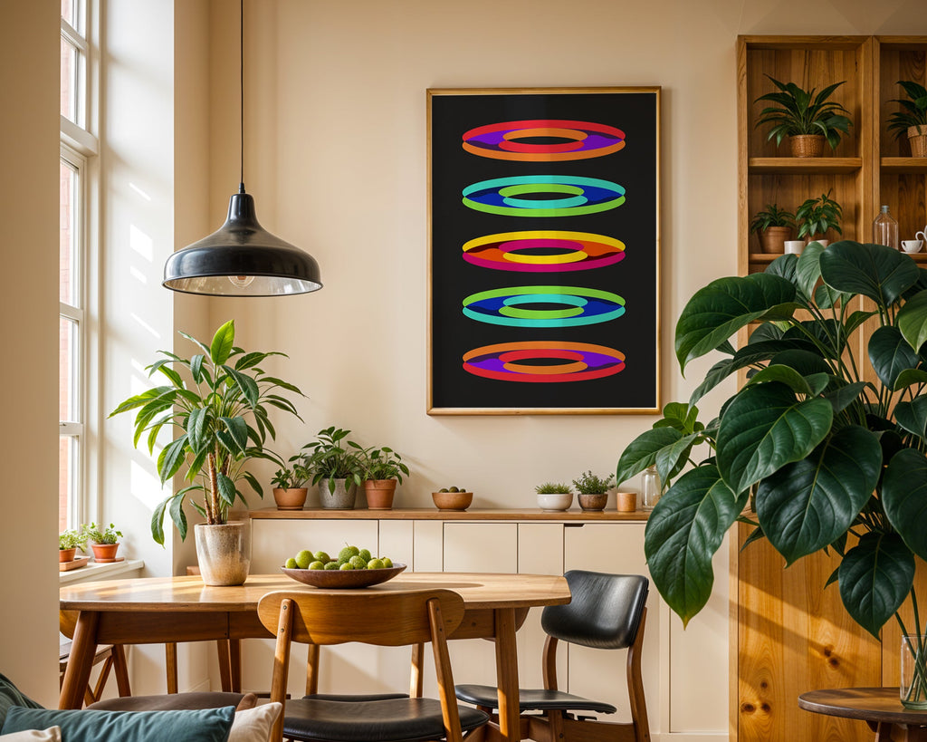 Retro Geometric Rings Print — Digital Download