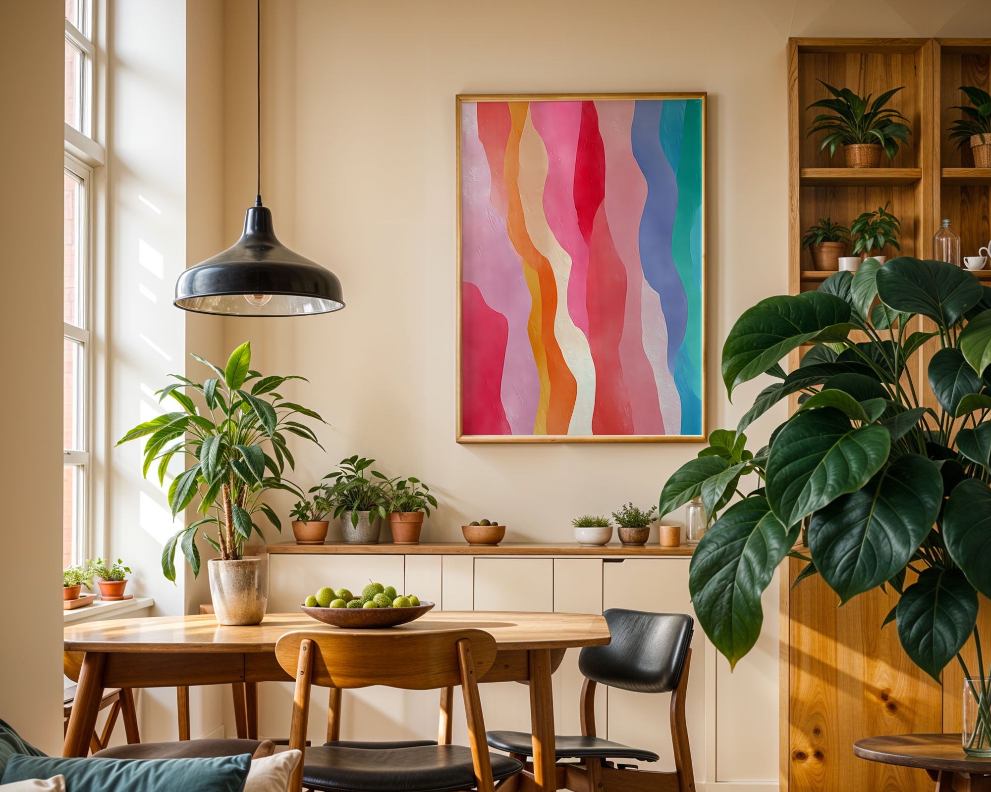 Rainbow Waves Print: Modern Colorful Abstract Wall Art