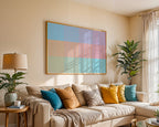 Pastel Stripe Print mockup in a furnished room