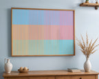 Pastel Stripe Print framed and leaning against a wall