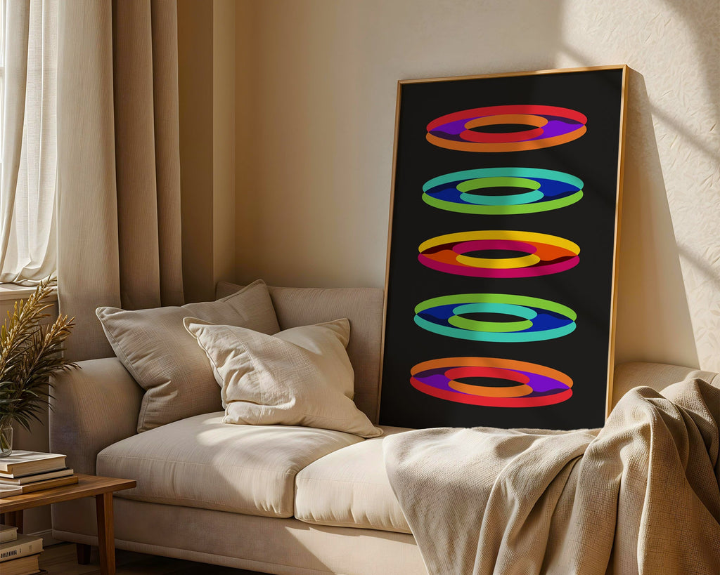 Retro Geometric Rings Print — Digital Download