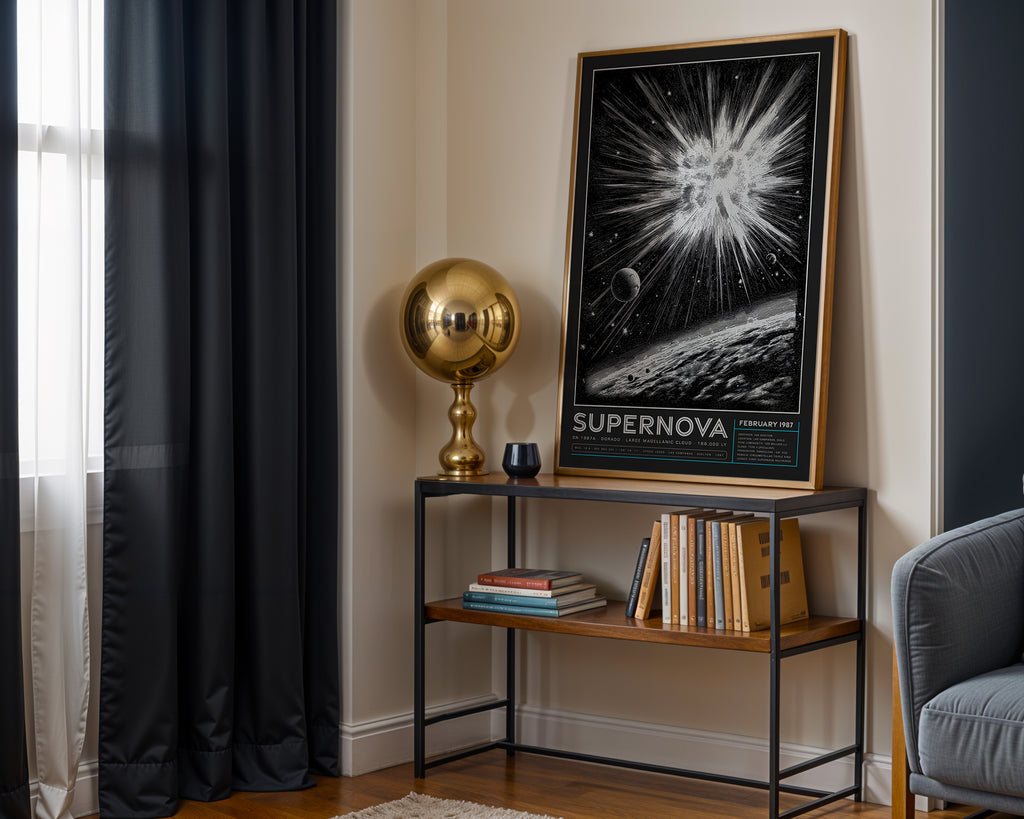 SN 1987A Supernova Print: Black & White Astronomy Wall Art