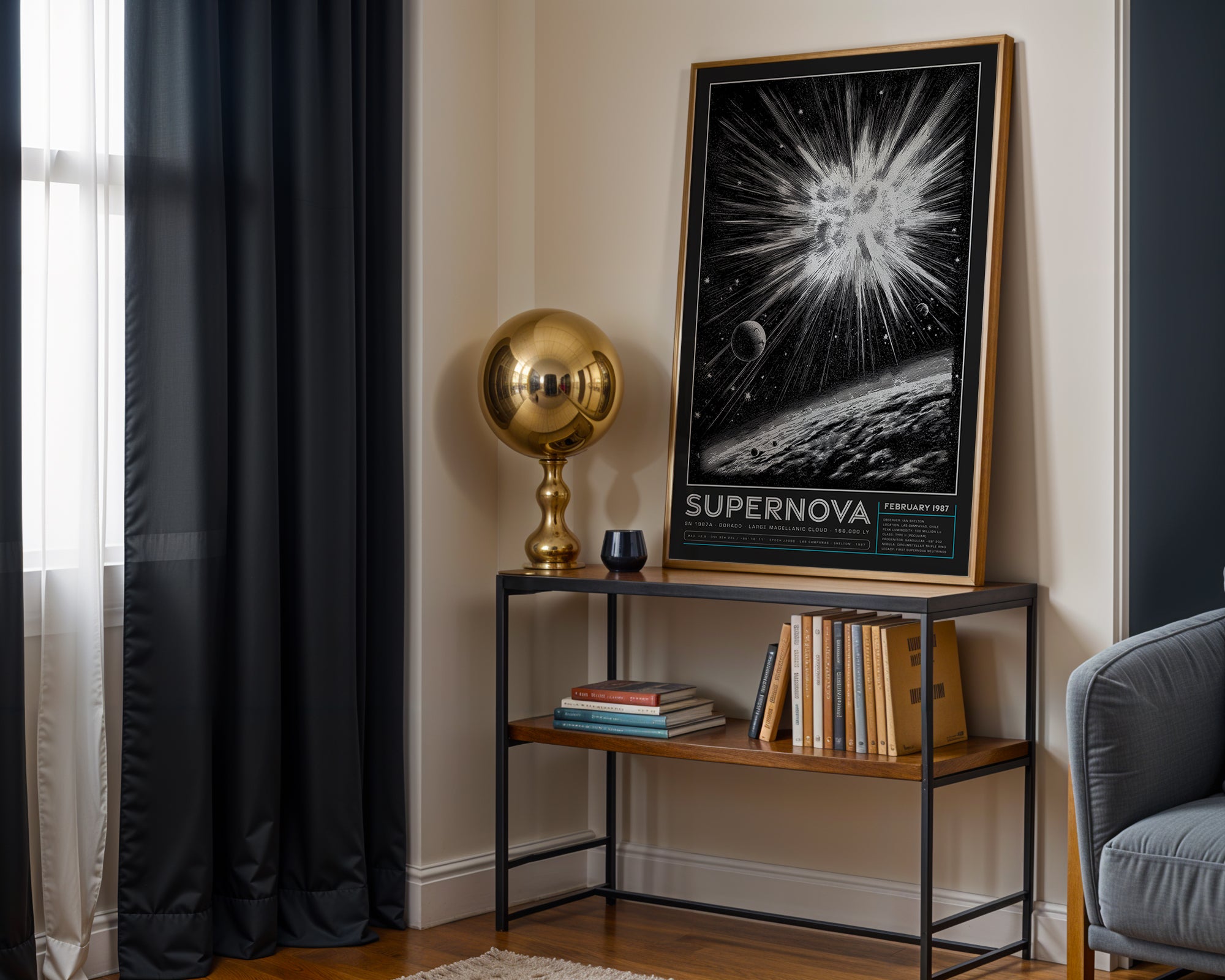 SN 1987A Supernova Print: Black & White Astronomy Wall Art