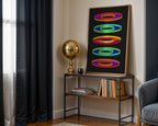 Retro Geometric Rings Print print styled in a gallery-wall setting