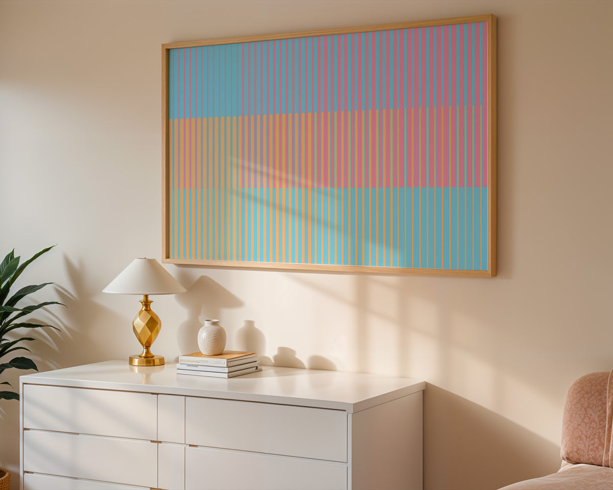 Pastel Stripe Print displayed in a bedroom or nursery setting