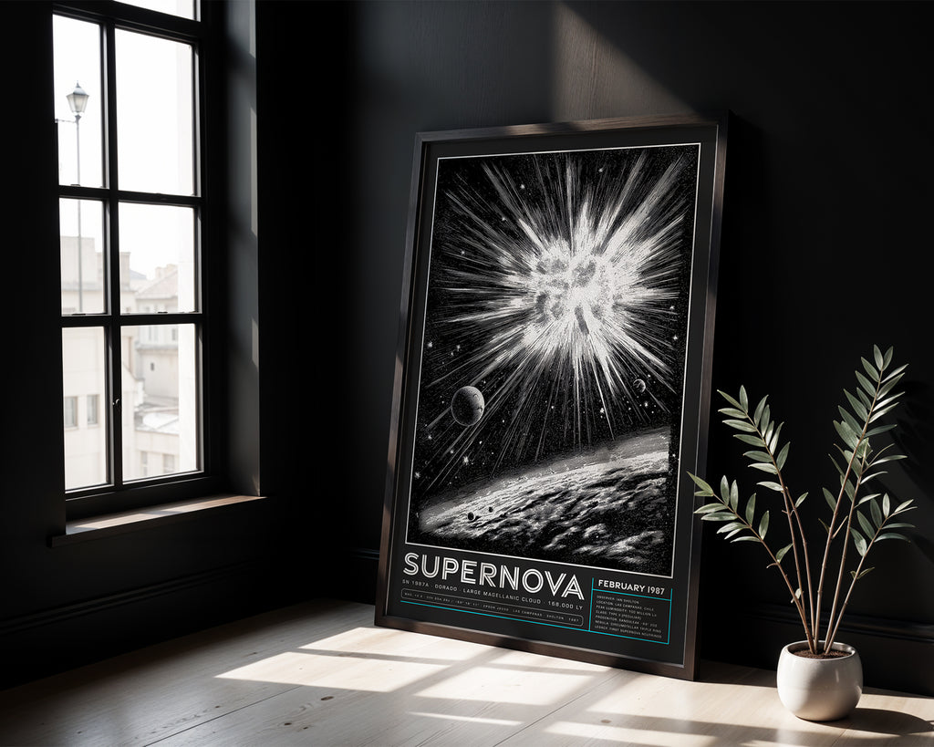 SN 1987A Supernova Print: Black & White Astronomy Wall Art