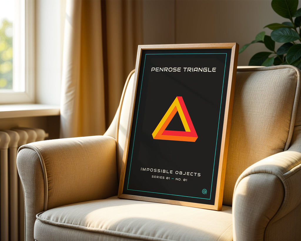 Penrose Triangle Print — Digital Download in a black frame, printable digital download