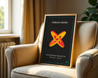 Möbius cross print displayed on a neutral armchair