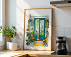 Cozy Greenhouse Print — Digital Download in a black frame, printable digital download