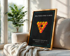 Reutersvärd cubes print styled on a sofa in a wood frame