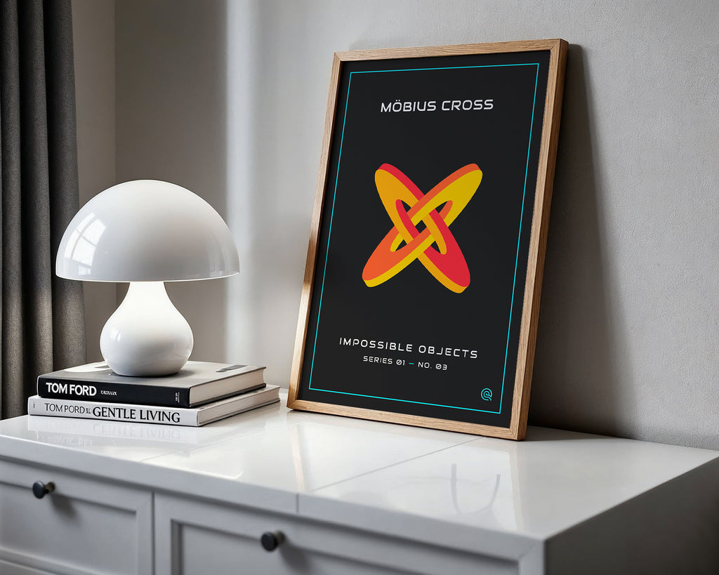 Mobius Cross Print: Impossible Object Geometric Wall Art