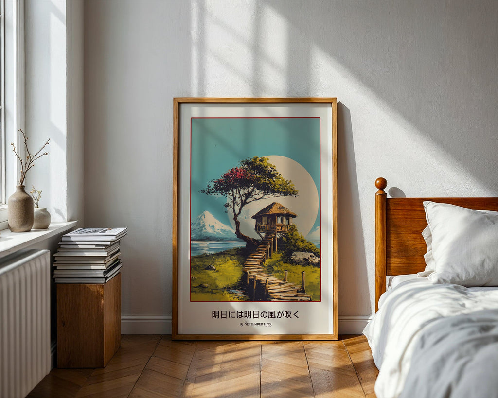 Mount Fuji Landscape Print — Digital Download mockup in a furnished room