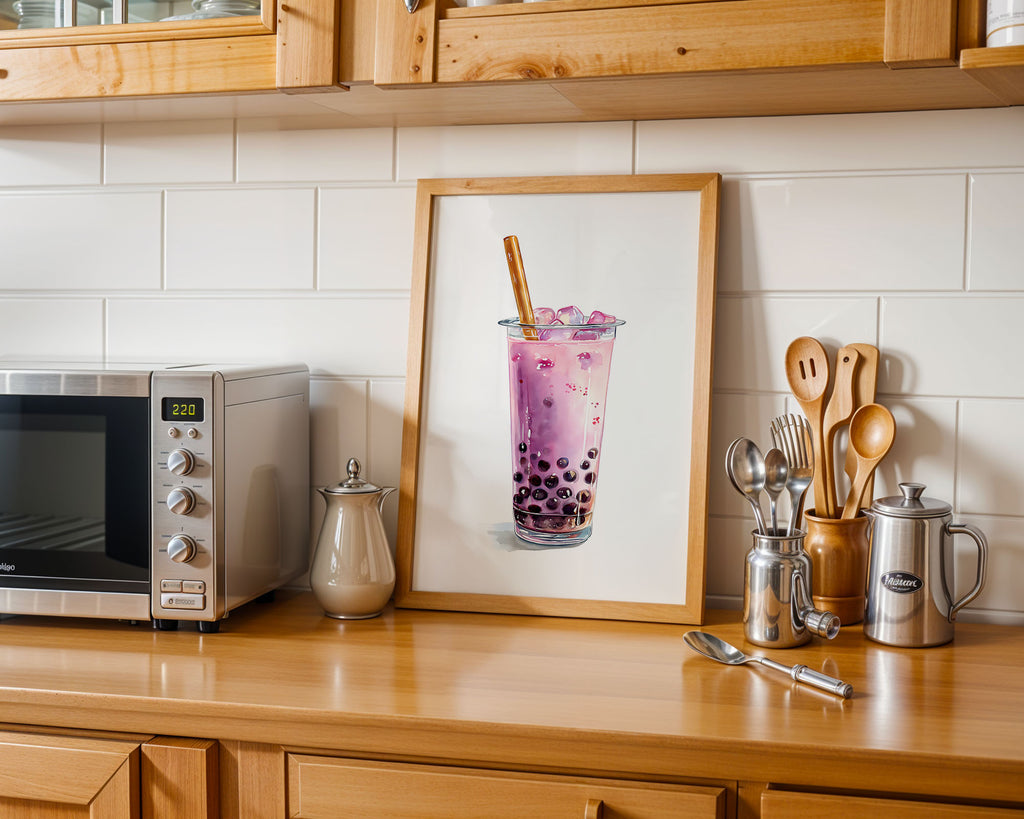 Boba Tea Print shown at an angle to display detail