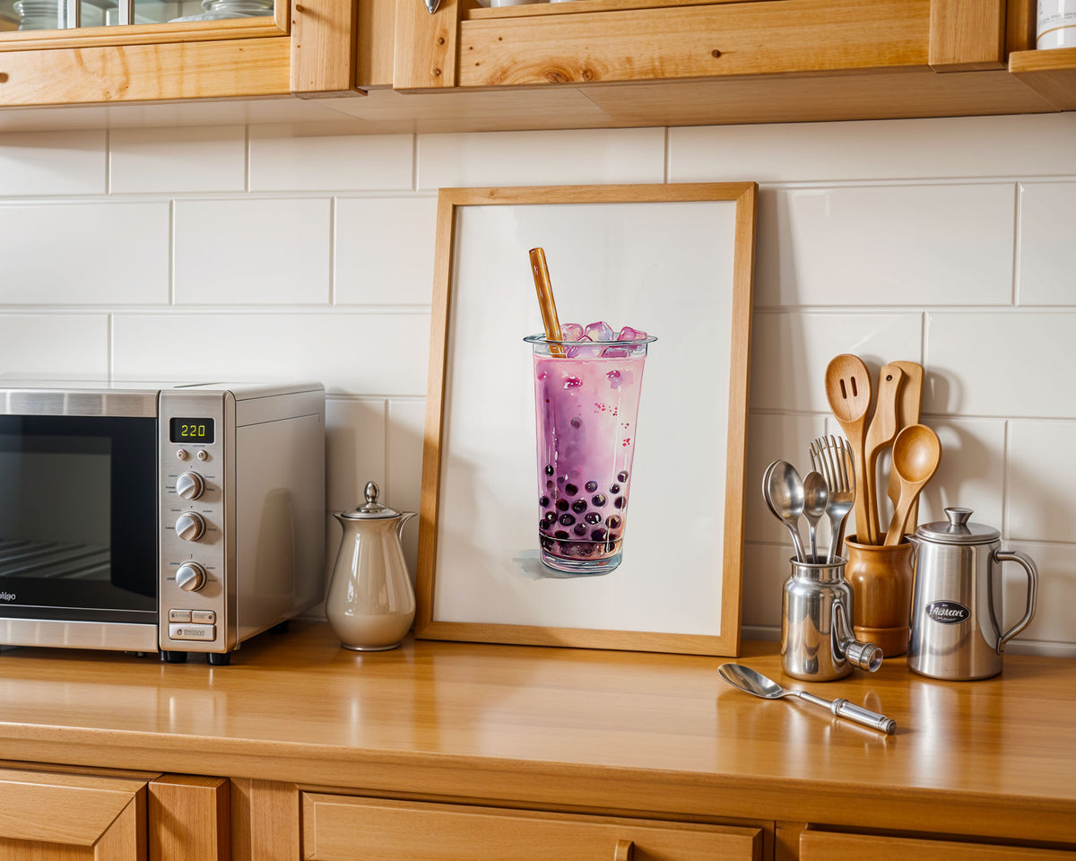 Boba Tea Print shown at an angle to display detail