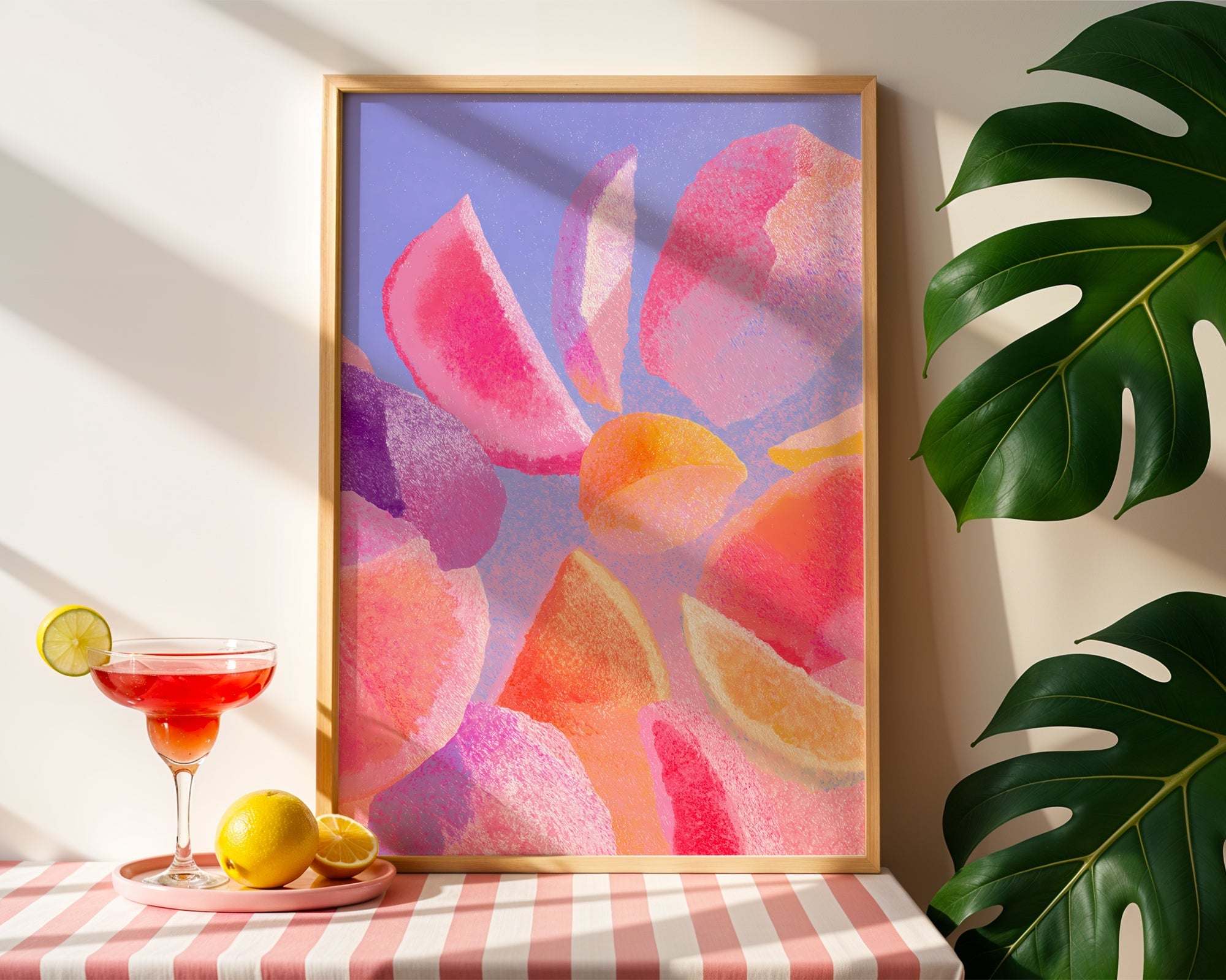 Citrus Abstract Print — Digital Download displayed above furniture, printable wall art