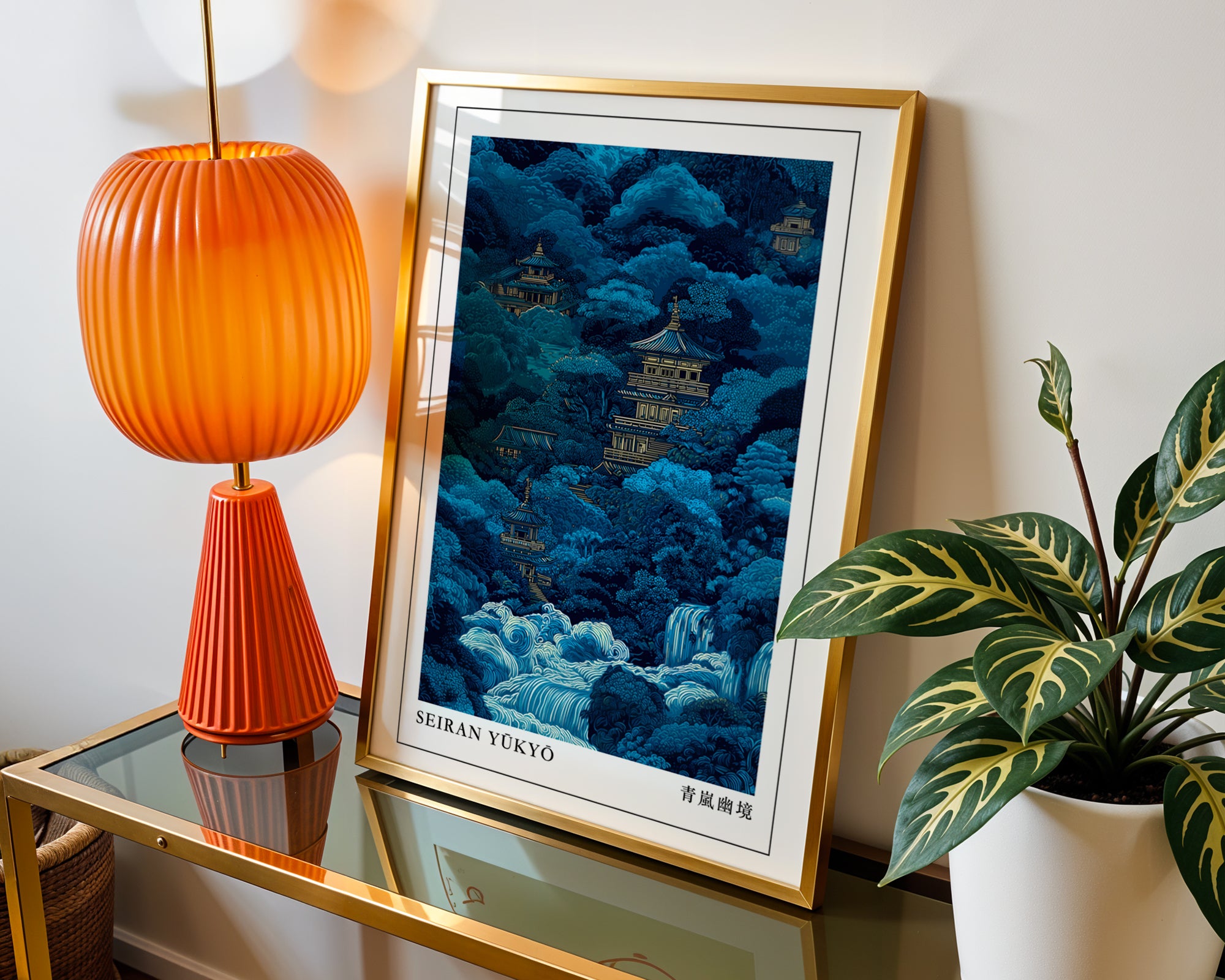 Japanese Temple Print — Digital Download displayed above furniture, printable wall art