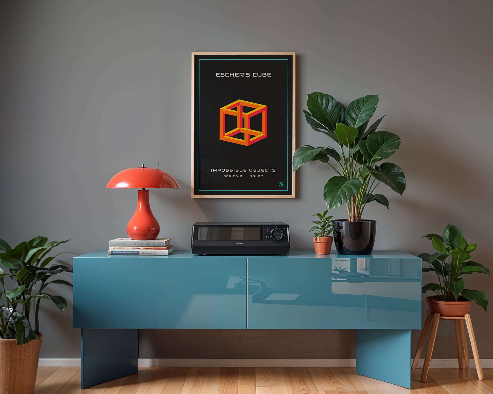 Impossible Cube Print print shown at an angle to display the matte paper finish