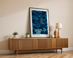 Japanese Temple Print print displayed in a styled room setting