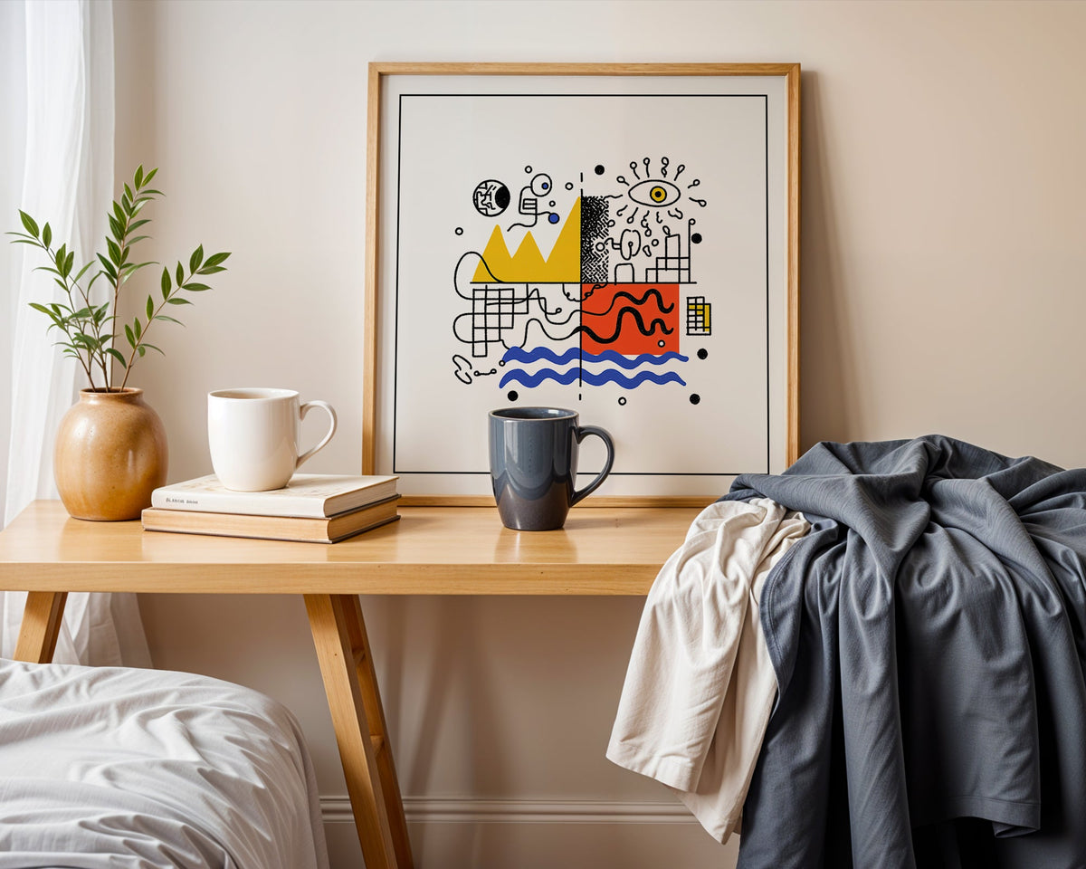 Mid-Century Geometric Square Print size comparison guide