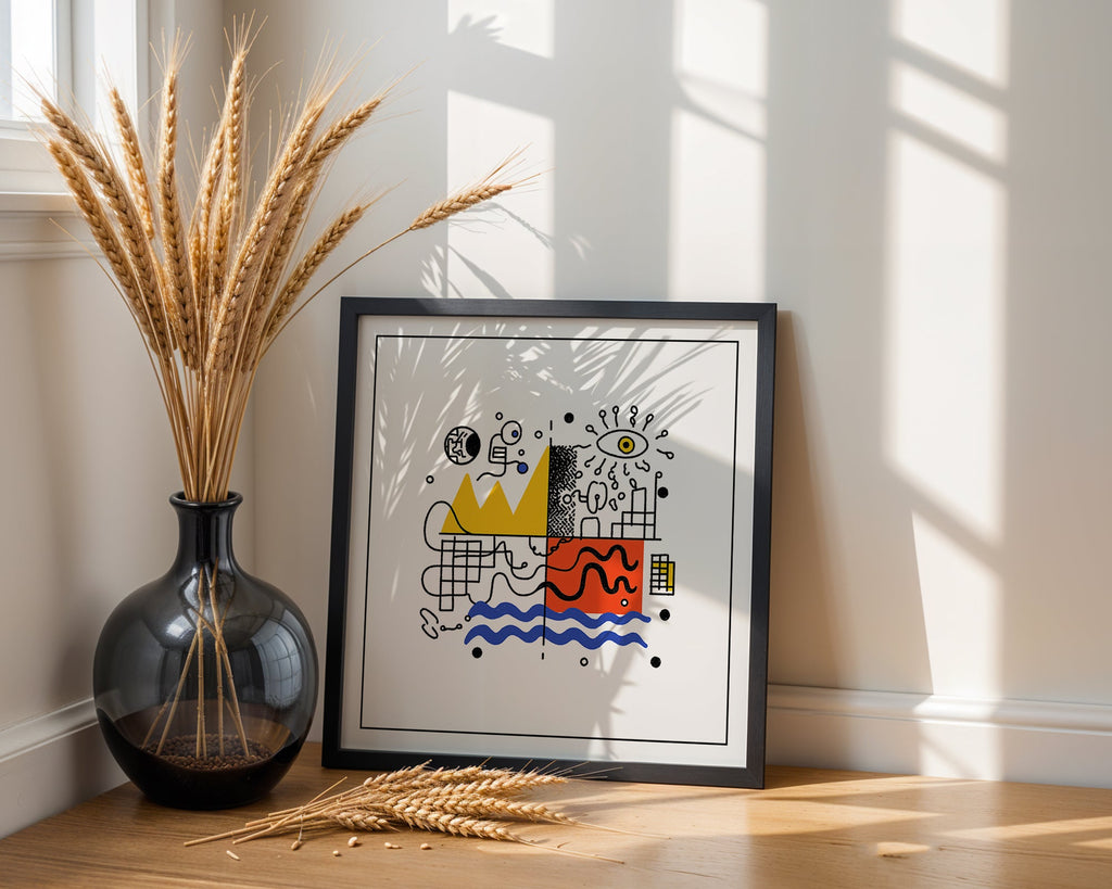 Mid-Century Geometric Square Print paper quality and specification details