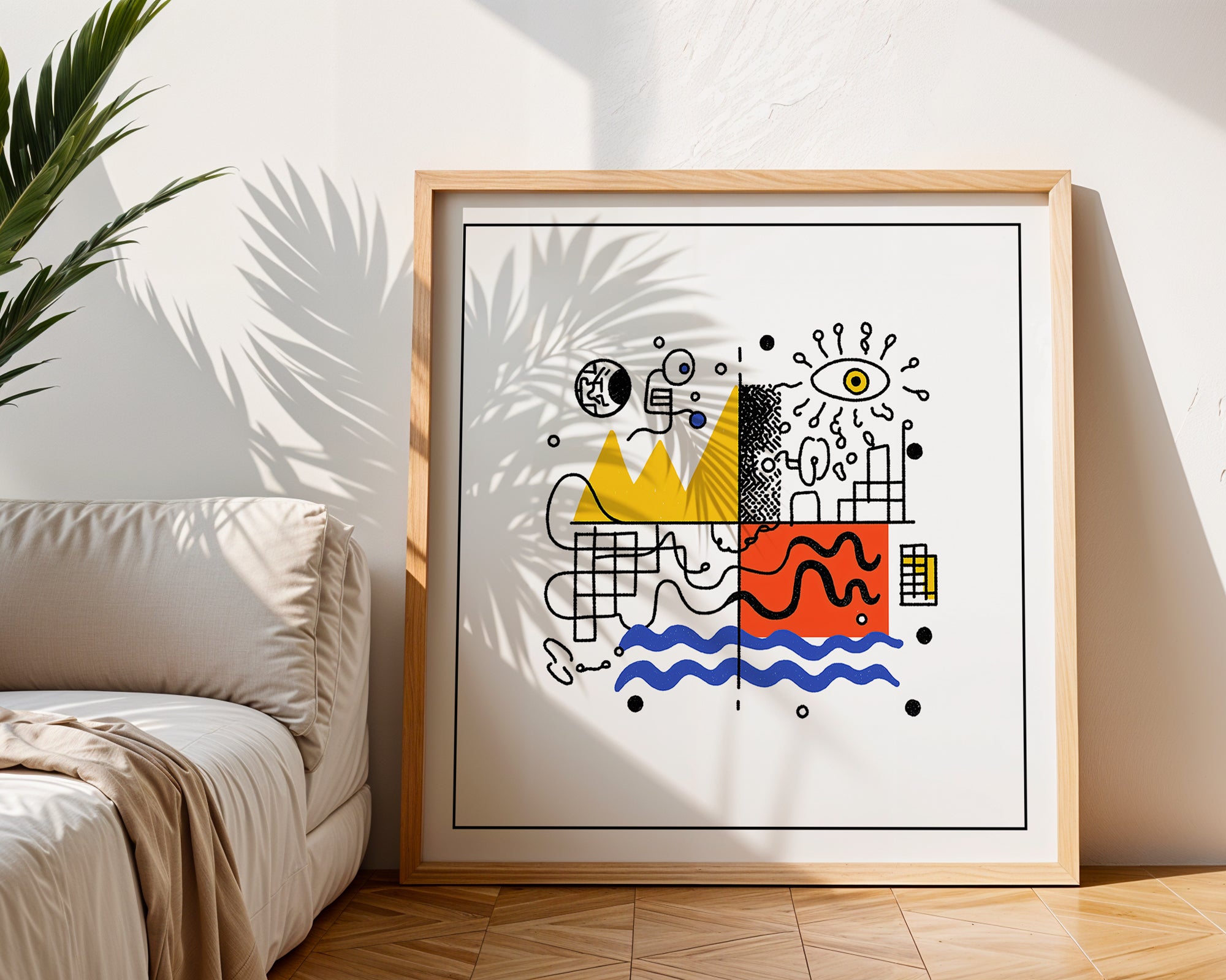 Abstract Geometric Square Print: Mid Century Modern Wall Art