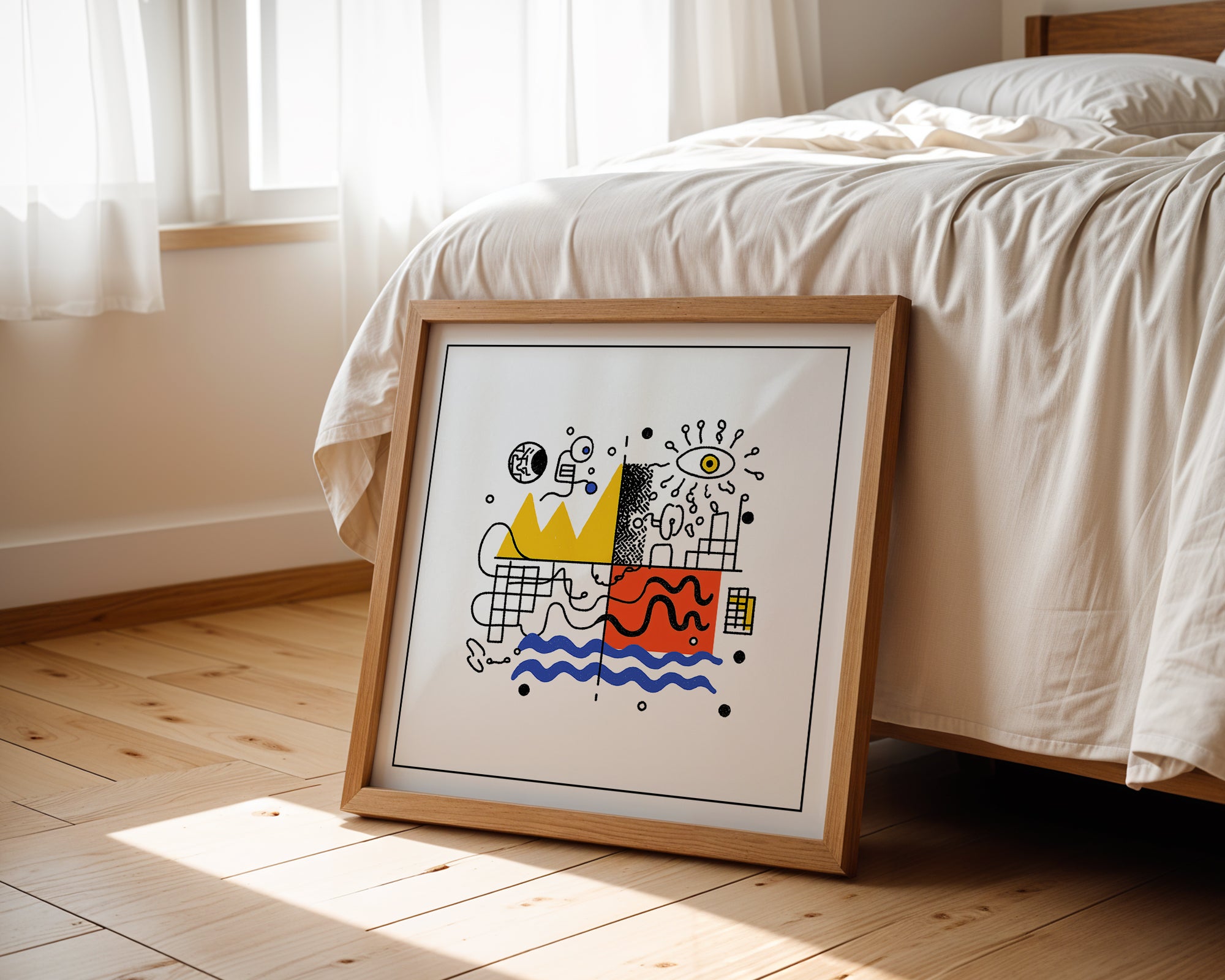 Abstract Geometric Square Print: Mid Century Modern Wall Art