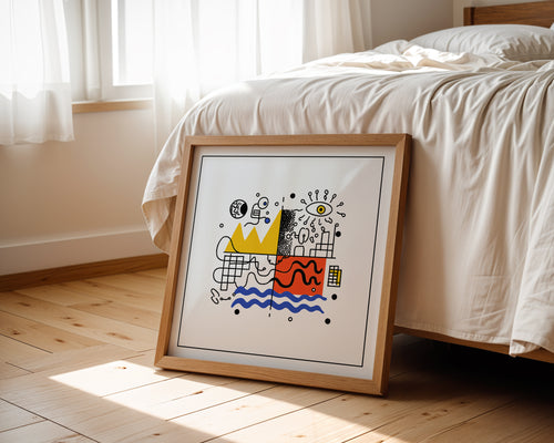 Abstract Geometric Square Print: Mid Century Modern Wall Art