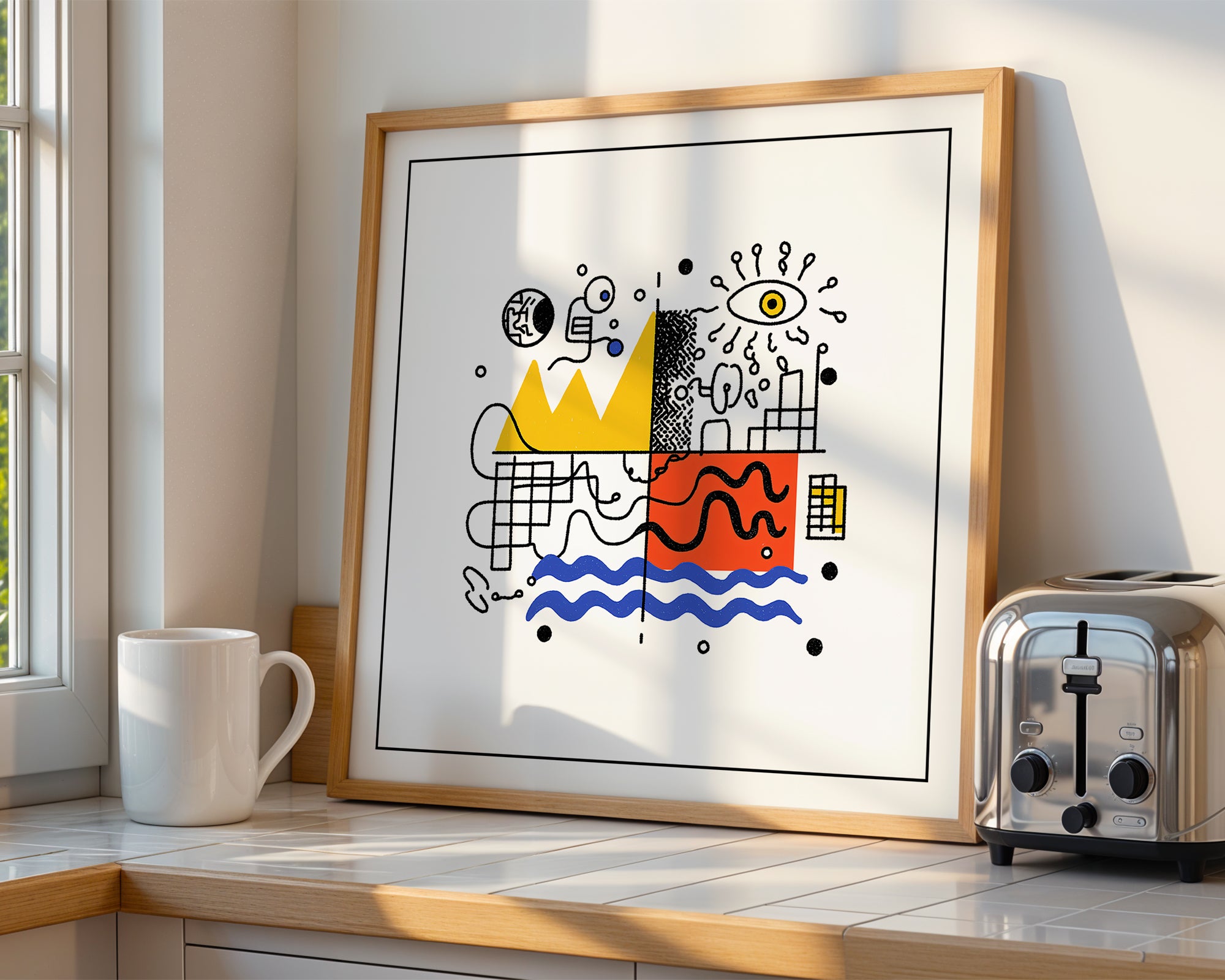 Abstract Geometric Square Print: Mid Century Modern Wall Art