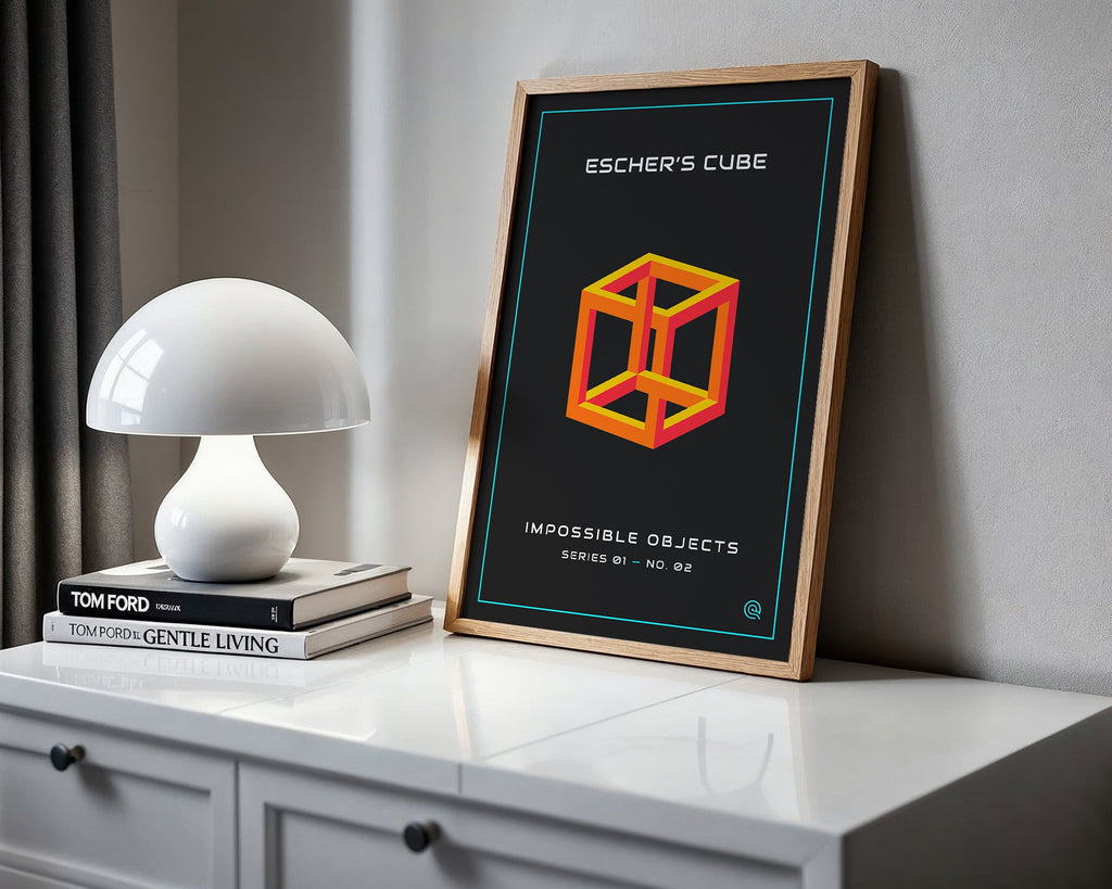 Impossible Cube Print — Digital Download in a black frame, printable digital download