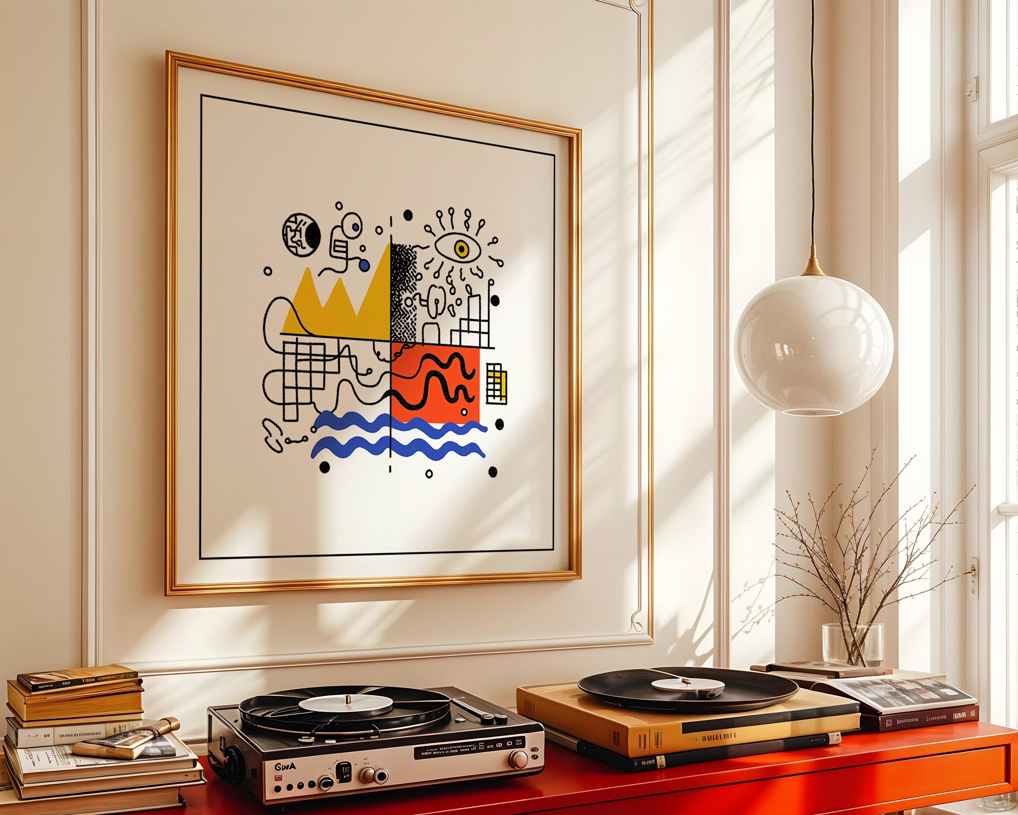 Abstract Geometric Square Print: Mid Century Modern Wall Art