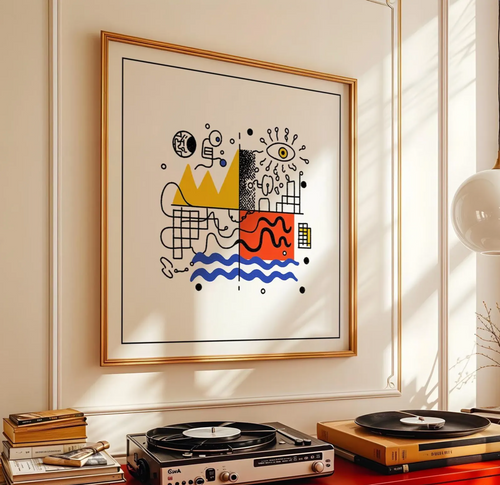 Abstract Geometric Square Print: Mid Century Modern Wall Art