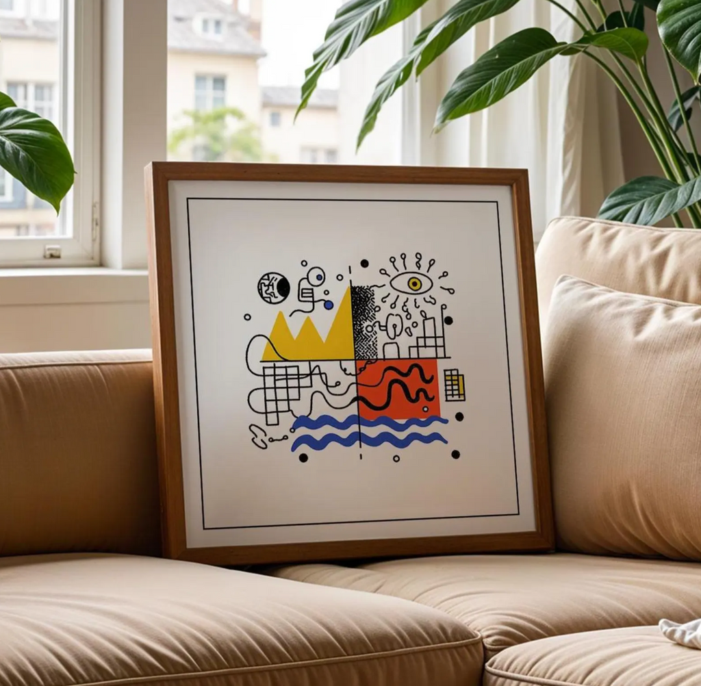 Abstract Geometric Square Print: Mid Century Modern Wall Art
