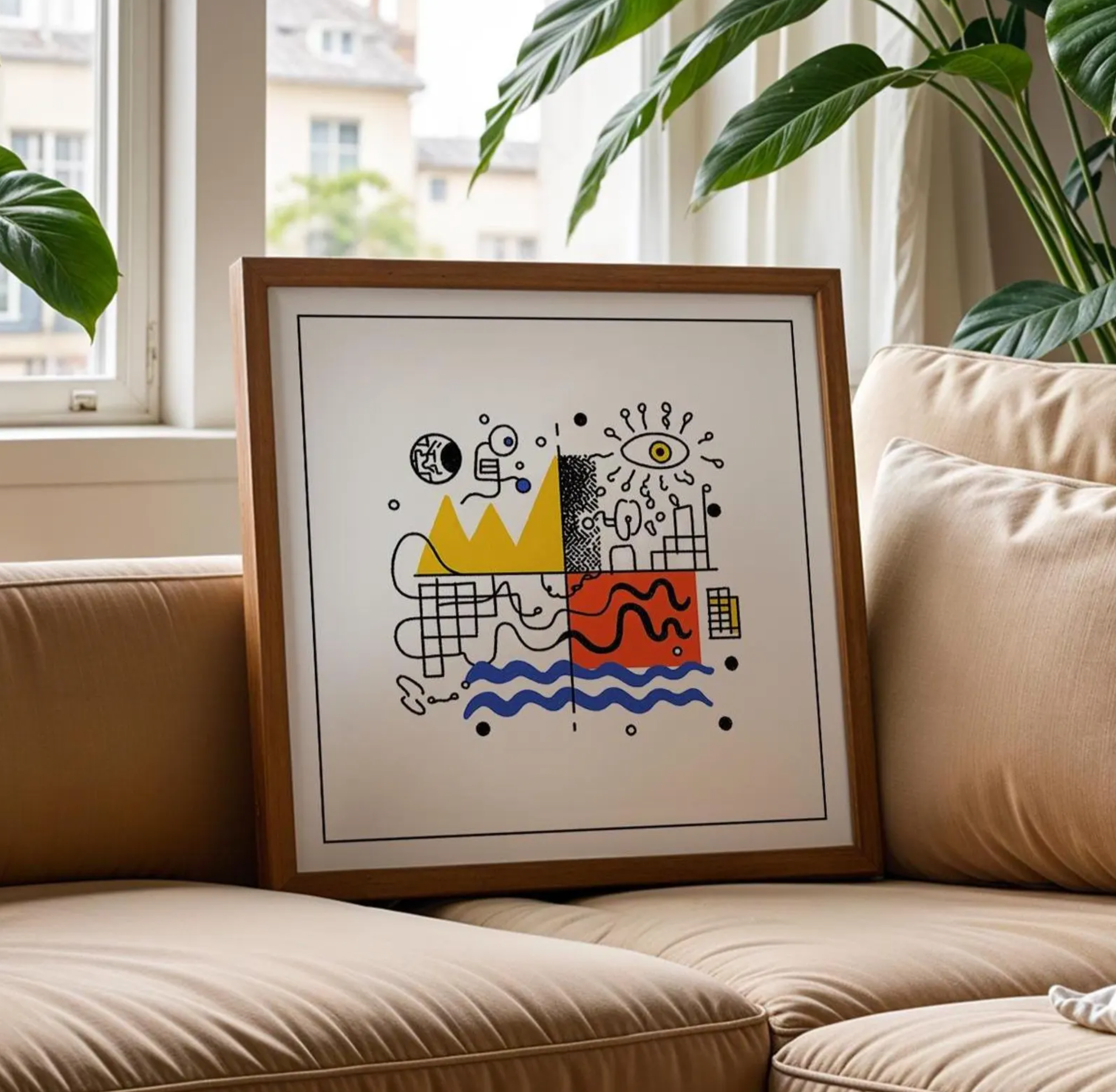 Abstract Geometric Square Print: Mid Century Modern Wall Art