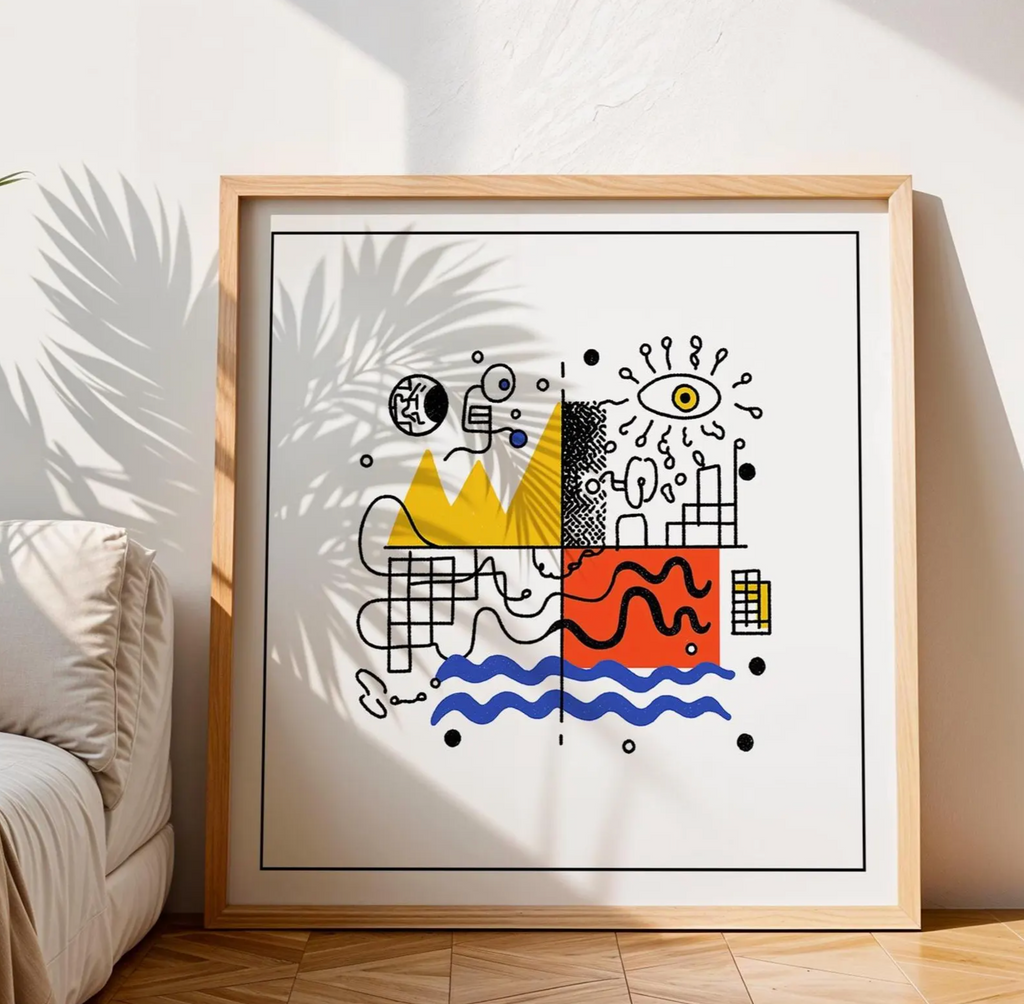 Abstract Geometric Square Print: Mid Century Modern Wall Art