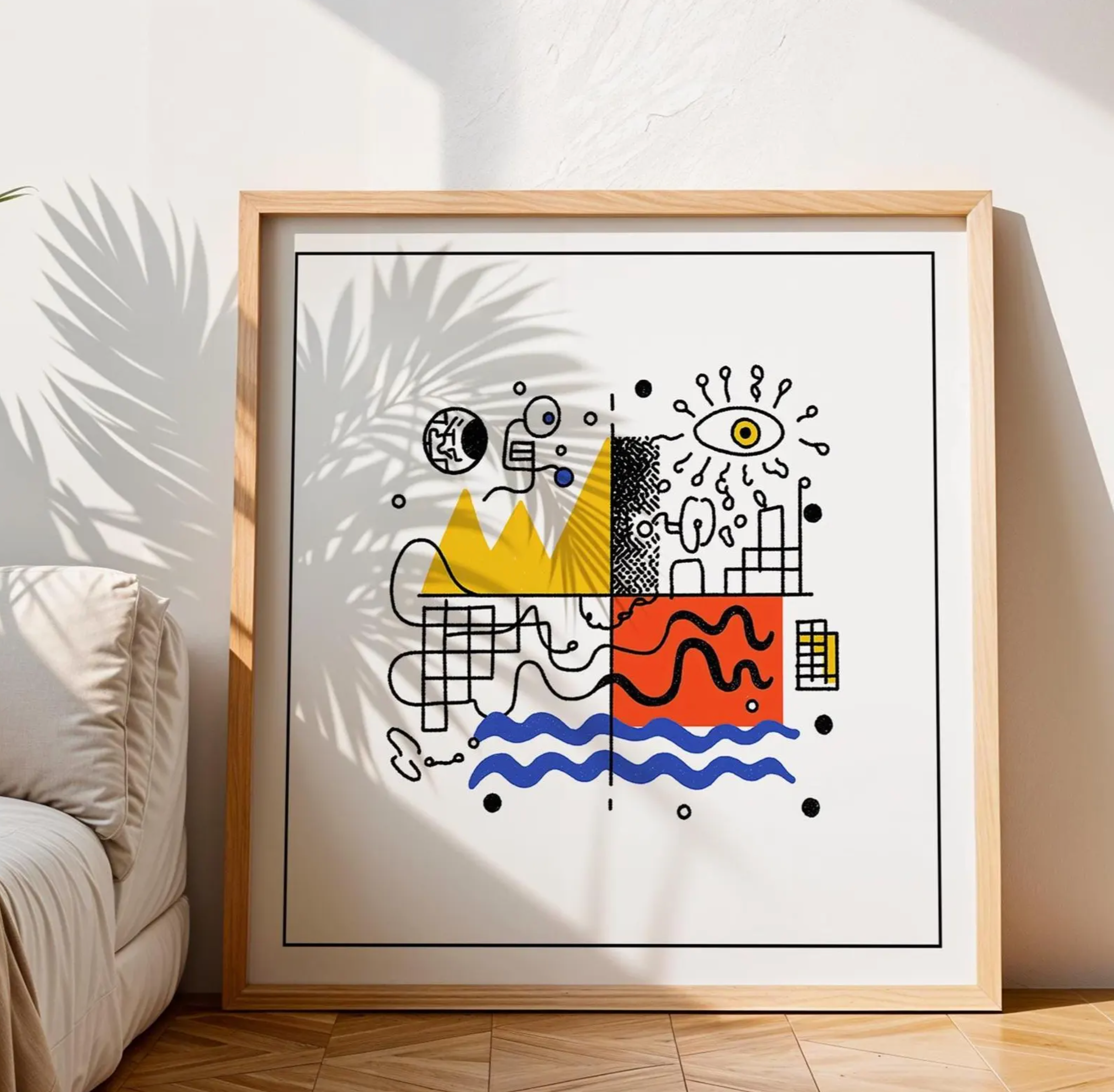 Abstract Geometric Square Print: Mid Century Modern Wall Art
