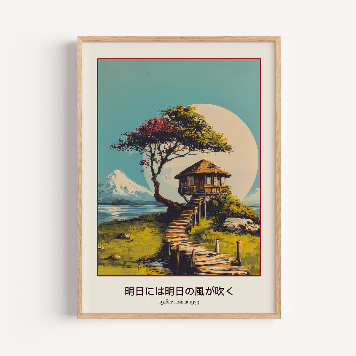 Mount Fuji Landscape Print wall art in a home interior