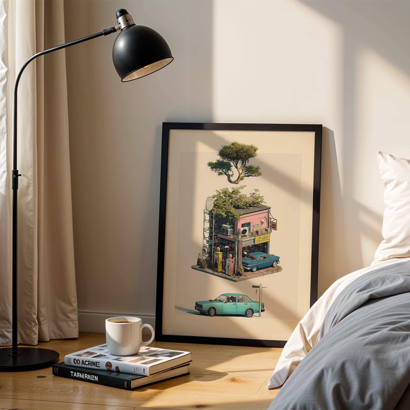 Retro Gas Station Print: Japanese Vintage Wall Art