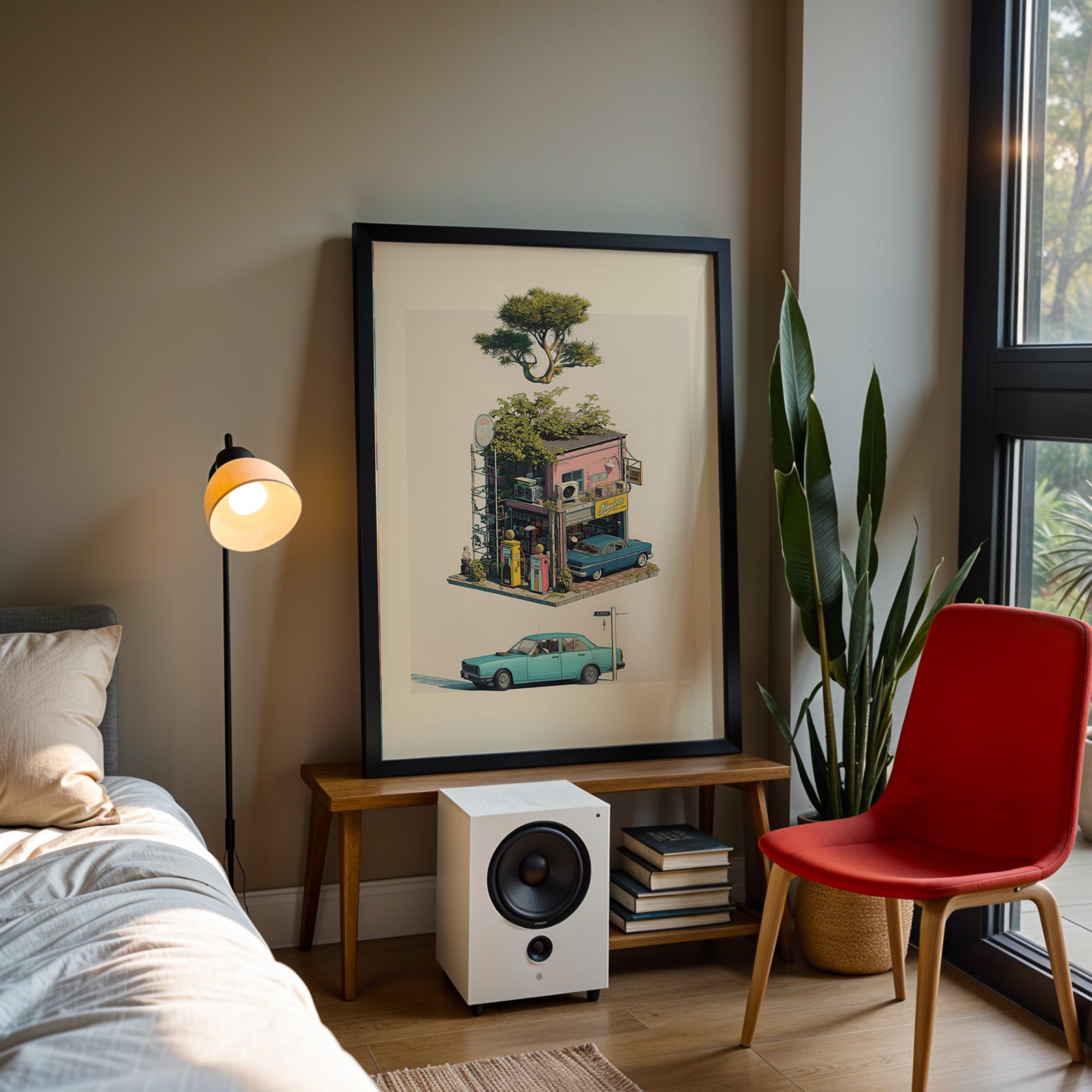Retro Gas Station Print: Japanese Vintage Wall Art