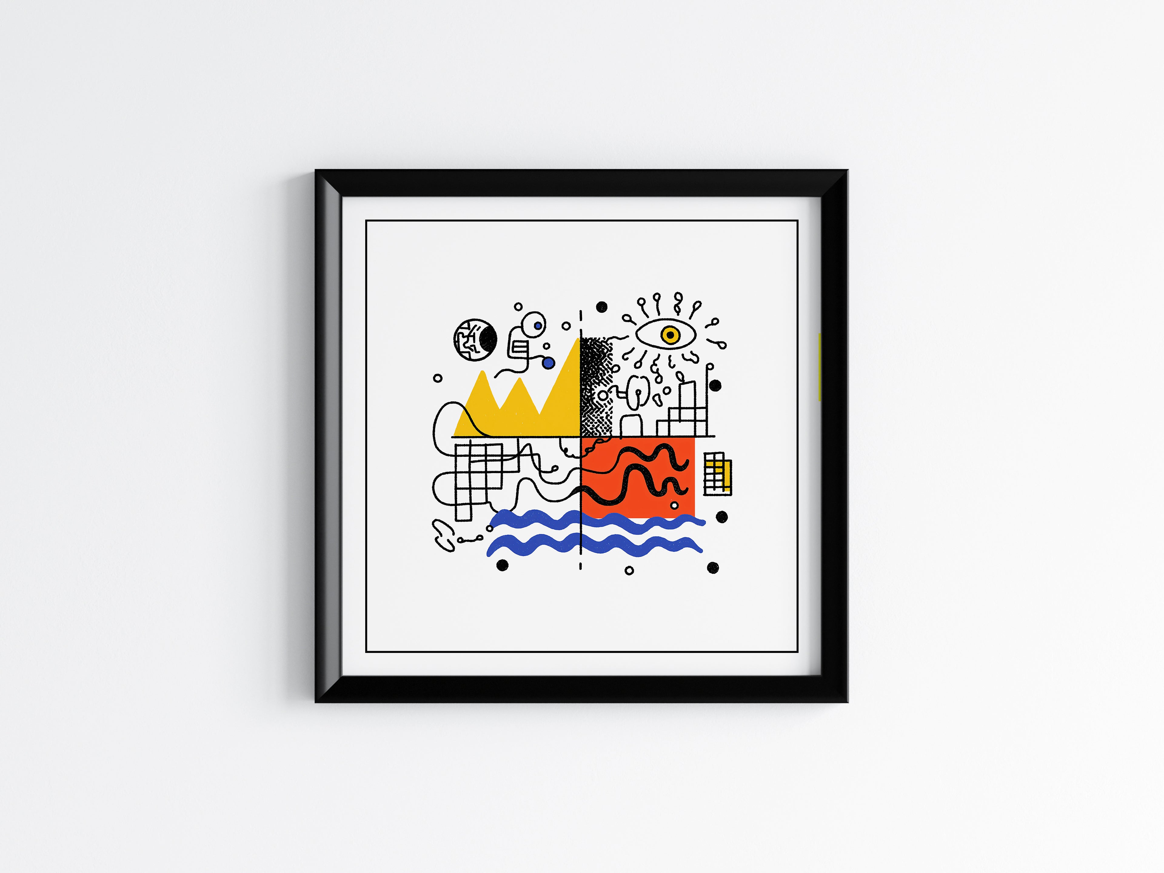 Abstract Geometric Square Print: Mid Century Modern Wall Art